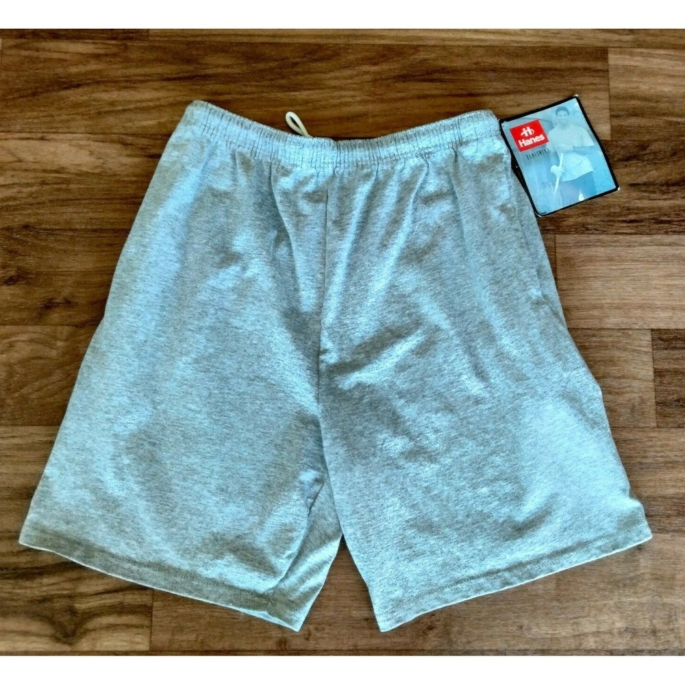 Vintage 90's Hanes Wear Mens Size Medium Gray Elastic Band Shorts Cotton